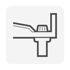 Roof drain vector icon consist of bowl, extension pipe, cover dome strainer or guard to assembly, install in concrete gutter. Drainage system to drain rain water from deck floor, roof slab or rooftop.
