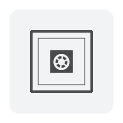 Roof drain vector icon consist of bowl, extension pipe, cover dome strainer or guard to assembly, install in concrete gutter. Drainage system to drain rain water from deck floor, roof slab or rooftop.