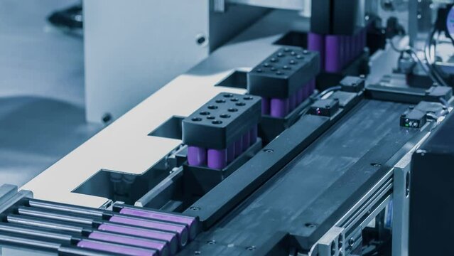 Automated machine in a production line.Seamless Loop.Technology and automation.