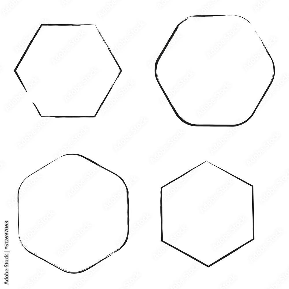 Poster exclusive frames. hexagonal figures. brush shapes, frames of thin lines. stock image.