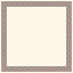 Greek key border, seamless frames collection. Decorative ancient meander, greece ornamental set with repeated geometric motif. Easy to make rectangle frame.