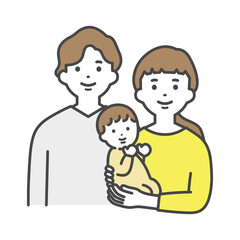 父、母、赤ちゃんの三人家族　Family of three: father, mother, and baby