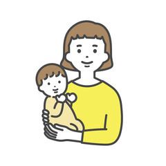 赤ちゃんを抱くお母さん　A mother holding her baby