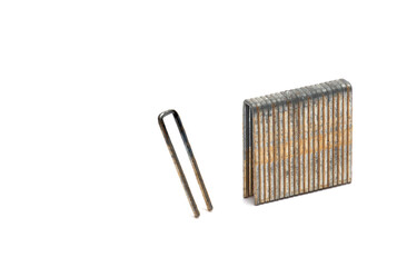 row fastening clamps shooting single white background