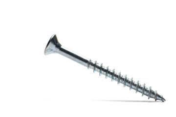 Closeup single screw thread shadow white background