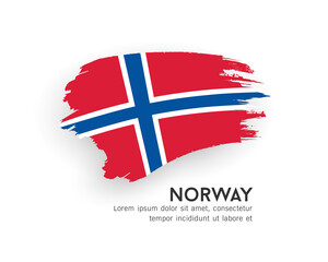 Flag of Norway, brush stroke design isolated on white background, EPS10 vector illustration
