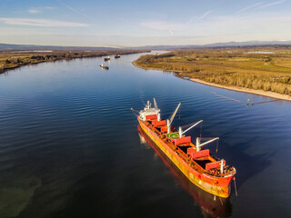 Ships in the Columbia river, near Portland, OR