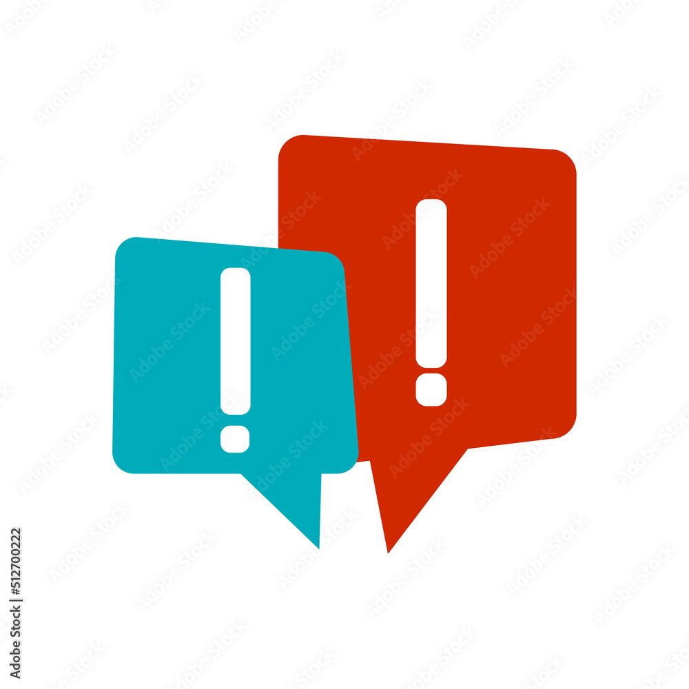 Poster modern messages exclamation mark. message bubble. faq concept. vector illustration. stock image.