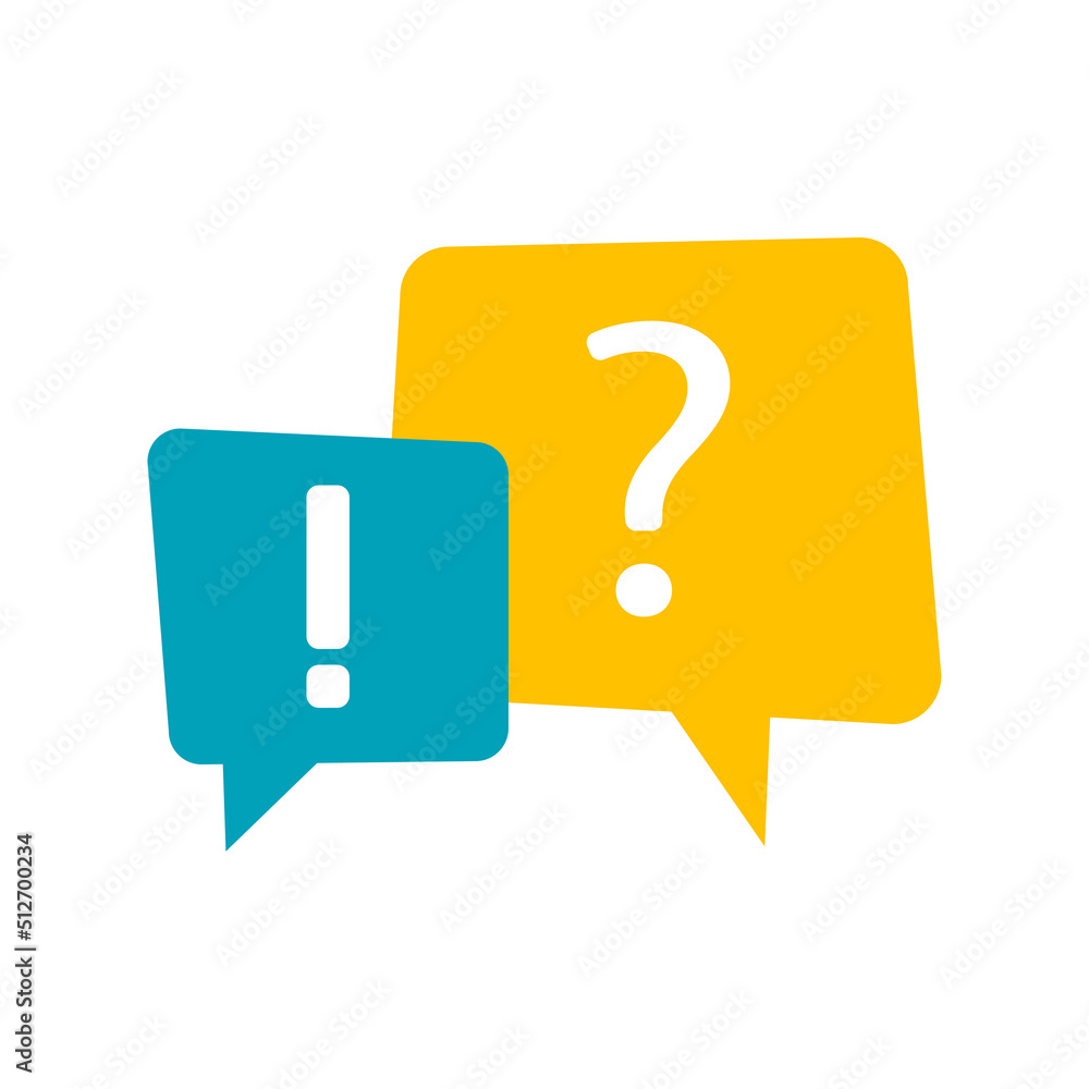 Poster modern messages exclamation question mark. message bubble. faq concept. vector illustration. stock i