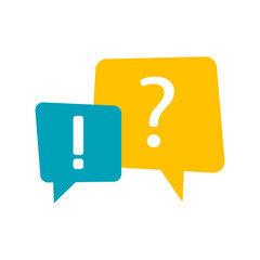 Modern messages exclamation question mark. Message bubble. Faq concept. Vector illustration. stock image. 