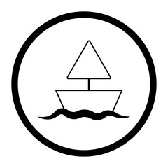 Boat circle icon, great design for any purposes. Circle geometric shape. Vector illustration. stock image.