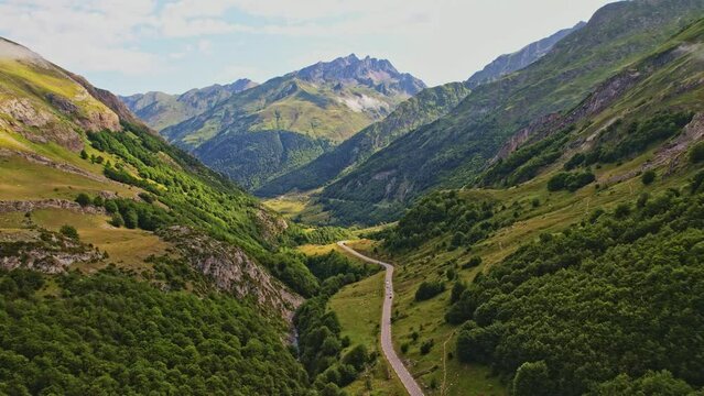 Drone Over The French Pyrenees Mountain Range
