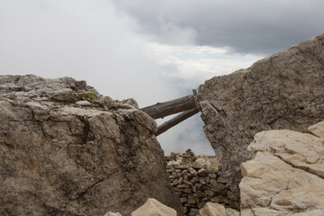 Fototapeta premium Historic fortification from World War I in the Italian Dolomites.