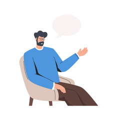 confident businessman coach wearing glasses looking at camera and talking