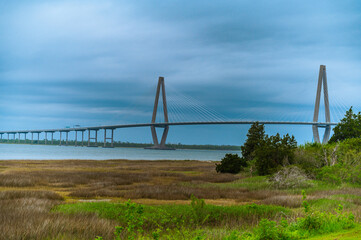 Suspension Bridge Over River 