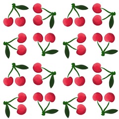 Summer cherry print for fabrics and textiles and packaging and wrapping paper and hobbies and kids