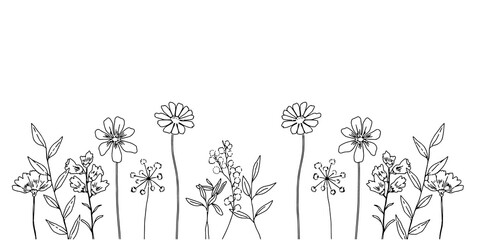 シンプルなお花たちの背景イラスト