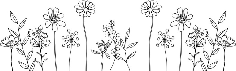 シンプルなお花たちの背景イラスト