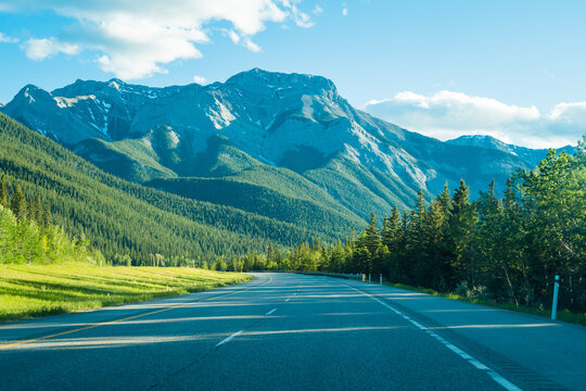 Banff Mountains view from the street 