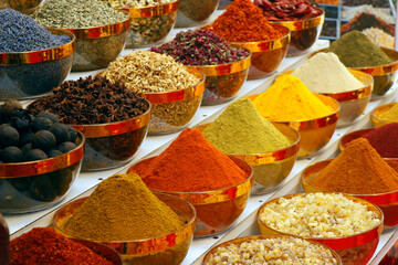 arabian spice and herbs in a street market dubai