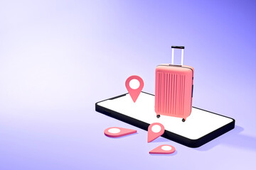 Smartphone concept using navigation apps for travel and tourism.