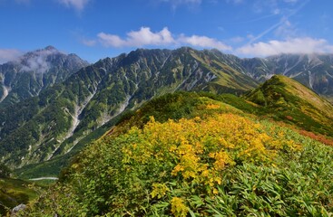 紅葉の北アルプス 立山連峰　