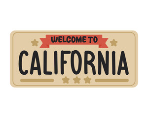 wlecome california plate