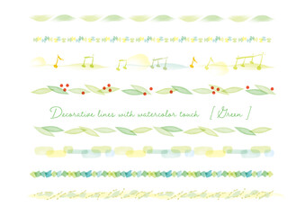 夏色、クリーン、ナチュラルカラーの水彩タッチ装飾ライン素材