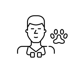 Young veterinary doctor wearing a stethoscope. Pixel perfect, editable stroke line icon