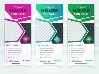 Real estate agencies roll up banner design or pull up banner template