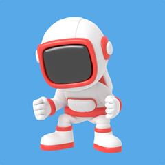 Cartoon Astronaut 3D Rendering Illustration 