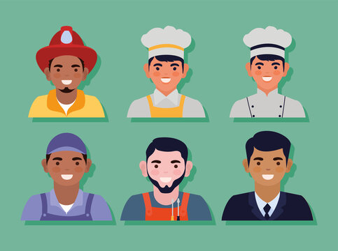 group of six professionals workers
