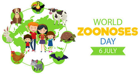 Obraz na płótnie Canvas World zoonoses day banner design