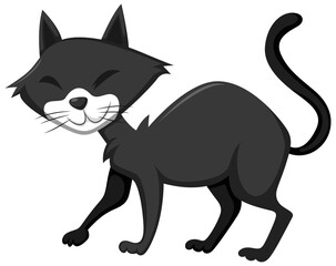 Black cat in cartoon style