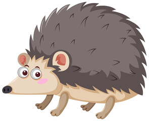 Grey hedgehog in cartoon style