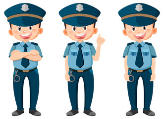 Set of police man cartoon character