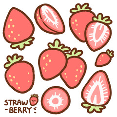 strawberry cartoon darwing set