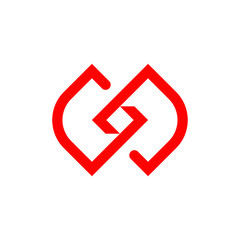 Initial letter G or GG logo template with modern geometric leaf line art illustration in flat design monogram symbol