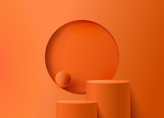 Minimal background mock up with podium for product display. 3d rendering.