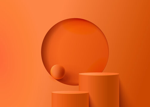 Minimal background mock up with podium for product display. 3d rendering.