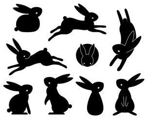 うさぎのシルエットイラストセット2