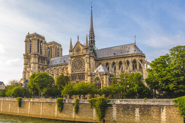 Plakat Notre Dame de Paris Cathedral and Seine River