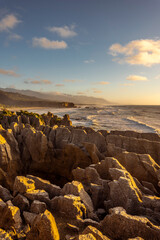 Sunset at Pancake Rocks, Punakaiki, West coast, New Zealand