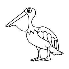 Cute pelican cartoon coloring page illustration vector. For kids coloring book.