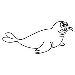 Cute seals coloring page illustration vector. For kids coloring book.