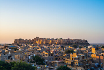 Fototapeta na wymiar city view with jaisalmer fort in rajasthan, india