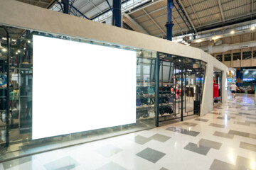 Blank billboard in public department store.