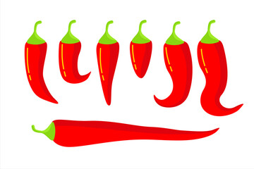 Chili pepper set. Spicy red chili