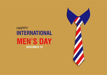 illustration in golden background on the theme happy International Men's Day. For a poster or banner and greeting card.