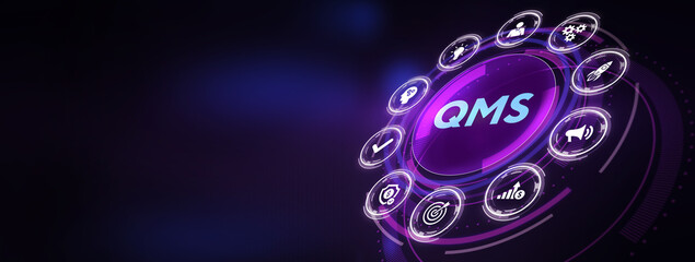 Quality management system business and industrial technology concept. QMS